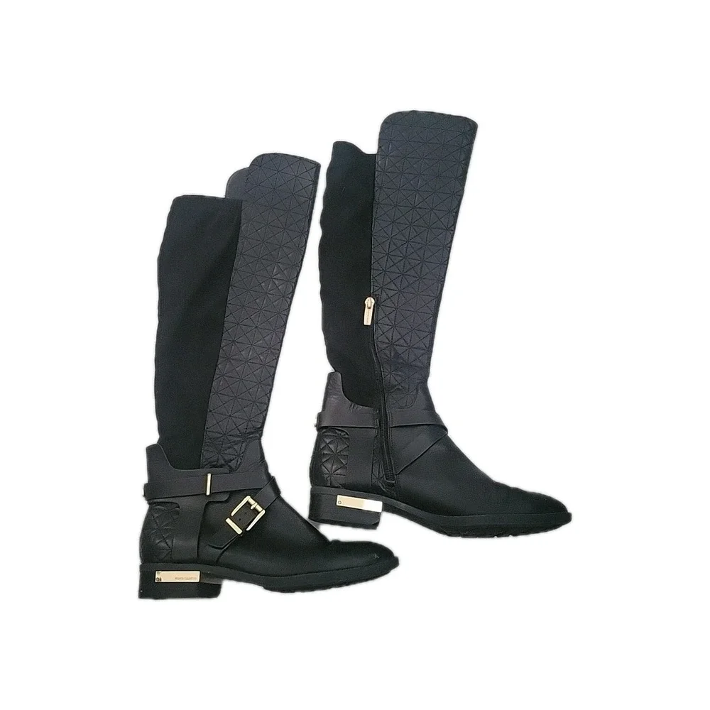 Vince Camuto Patria Black Knee High Riding 6.5 Stretchy Calf Boots Fall Bohemian